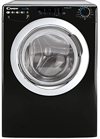 Candy Smart Pro CSOW4963TWCBE80, Freestanding Washer Dryer, 9Kg Wash + 6Kg Dry, 1400 RPM, WIFI enabled, Black with Chrome door