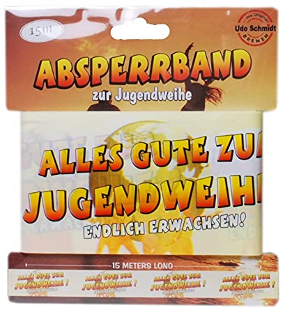 Udo Schmidt GmbH & Co Absperrband Alles Gute zur Jugendweihe champagner, ca. 7,5 x 15 Meter