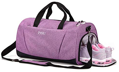 Gym Bag with Shoes Compartment and Wet Pocket,Sports Duffel Bag for Yoga/Swim,Travel Duffle Bag for Men and Women (Purple)