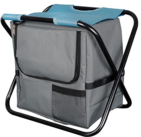Mojawo klappbarer Comfort Anglersessel Campingstuhl Faltstuhl Anglerstuhl Regiestuhl mit Kühltasche in Blau