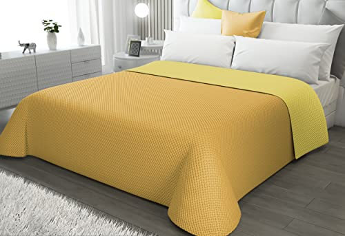 il dolce stile della tua casa Copriletto Trapuntino Matrimoniale/Piazza e Mezza/Singolo Estivo 100 grammi Double Face Bicolor Milady (giallo/ocra, Piazza e Mezza)