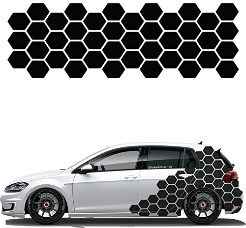1A Style Sticker Auto Waben Aufkleber Autodekor KFZ Seitenaufkleber Camper Wohnwagen Premiumfolie (Matt-Schwarz)