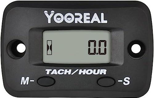 YOOREAL Digital Maintenance Hours Tachometer,User Shutdown,Waterproof Design for Riding Lawn Mower Brush Cutter Generator Air Compressor Scooter Chainsaw Pit Bike Paramotor Go Kart.