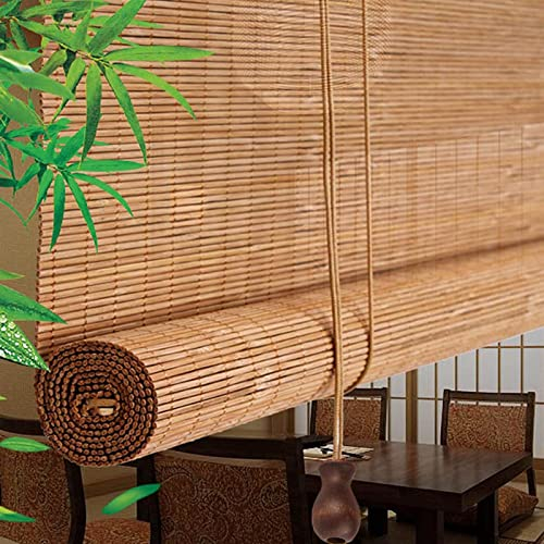 Sonnenschutz Rollo Bambus,Atmungsaktive Rollläden,Bambusrollo Aussenbereich 50cm 60cm 80cm 100cm 120cm 140cm Breit,Sichtschutz Vorhänge,Bambus Jalousien Für Türfenster Innen,W×H-150x260cm/59x102in