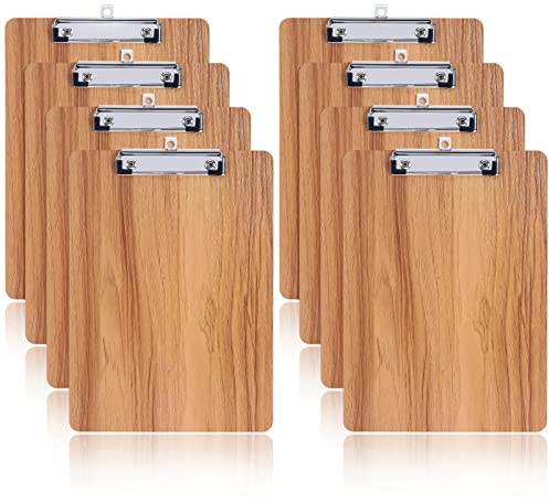 LELADY Klemmbrett A4, 8 Stück Klemmbrett aus Holz, Schreibbrett Klemmbrett mit Metalklemme, Pad Halter Clipboard, Zwischenablage Schreibblock, A4 Clipboard