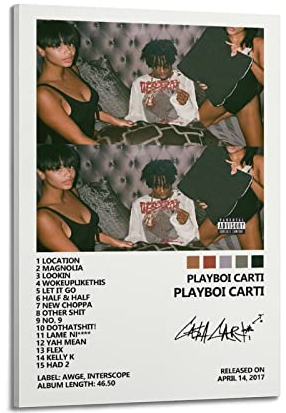 SUANYE Playboi Carti Poster, Playboi Carti, Albumcover-Poster für Schlafzimmer, ästhetische, dekorative Malerei, Leinwand, Wandkunst, 30 x 45 cm
