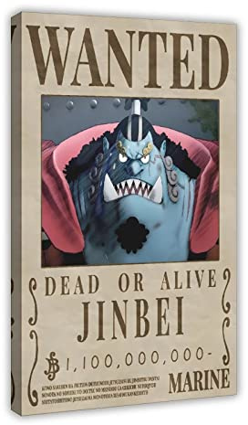 FISH DRAGATE Anime Straw Hat Pirates Bounty Poster Jinbe Canvas Poster Bedroom Decor Sports Landscape Office Room Decor Gift Frame-style 20x30inch(50x75cm)