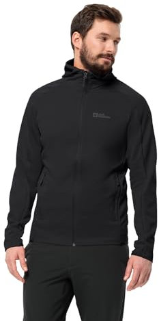 Jack Wolfskin Alpgrat Hooded FZ M-Felpa con Cappuccio Giacca in Pile, Nero, XL Uomo