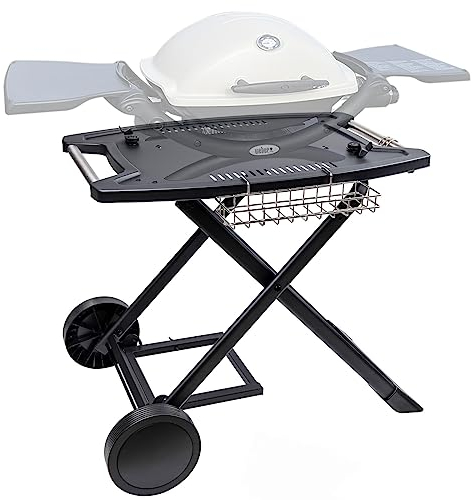Tragbarer Wagen für Weber Q1200, Q1000, Q2200, Q2000, Q2400, zusammenklappbarer Wagen für Outdoor-Grills, tragbarer Ständer für Weber Q-Serie Gasgrills und Ninja Woodfire OG700 Serie