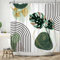 ASDCXZ Rideau de Douche Boho Feuilles 180x200 cm, Art Abstrait Moderne Style Boho Feuilles de Palmier Vert Or Lavables Textile Rideau de Bain imperméable pour Baignoire avec 12 Crochets
