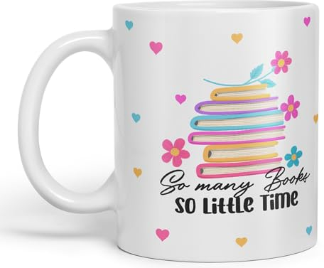 Vixar So Many Books so Little time Book Reader Gift Presents Coloured Ceramic Mug Cup Gift 330ml 11oz Work Office Tea Coffee (White)