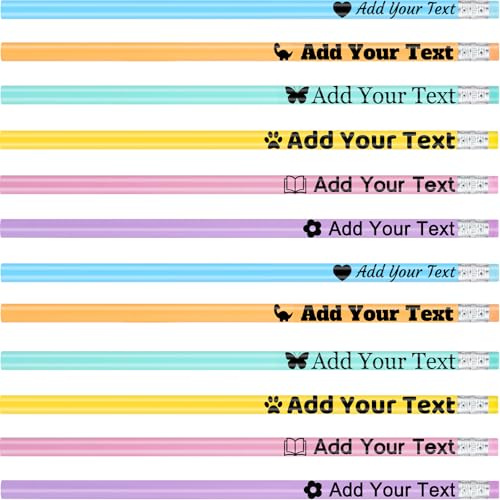 KoelntDIY Personalisierte Bleistifte mit Namen, individuell graviert, #2, dreieckiger Bleistift mit Text, Set mit 12 Stück, 6 Farben, Geschenk zum Schulanfang, Hochzeit, Lehrertag