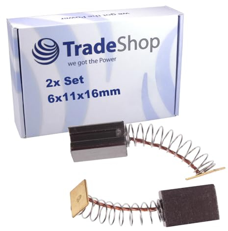 Trade-Shop - Escobillas de carbón para motor (2 unidades, 6 x 11 x 16 mm, compatible con lijadora Parkside XQ600)