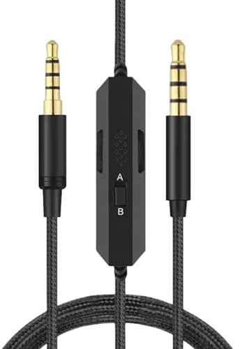 Gaming-Headset-Kabel-Ersatz, Kompatibel mit G633 G933-Kopfhörern, Inline-Stummschaltung und Mikrofon-Lautstärkeregelung, Headset-Audiokabel mit Mikrofon, Geflochtener Nylondraht