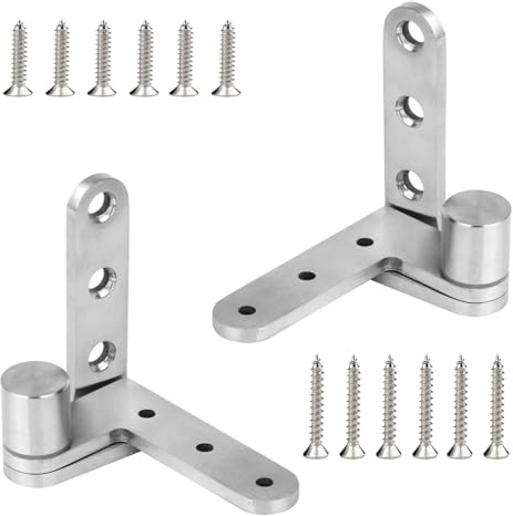 Bisagra pivotante, 270 grados, acero inoxidable sólido | Carga máxima de 132 libras/par, para barandillas y puertas de madera, bisagra de puerta pivotante, contiene tornillos