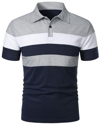 HOTIAN Polo de manga corta para hombre, talla grande, camiseta ligera de verano, transpirable, polo básico, camisa de negocios y tiempo libre, manga corta, L