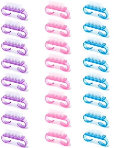 24 Pcs Multi-Use Nail Care Brush Set, Manicure & Pedicure Tools for Hand/Toe Dusting, Cleaning & Salon/Home Maintenance (Pink, Purple, Blue)