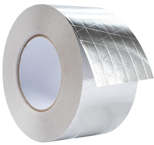 Repa Market Cinta de papel de aluminio con red de 75 mm x 50 m, fuerte adhesivo aislante metálico, resistente al agua, resistente al agua, resistente a altas temperaturas, para aire acondicionado,