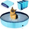 Hundepool extra groß Ø 120cm faltbar rutschfest mit Ablassventil Hunde Planschbecken Schwimmbecken Blau