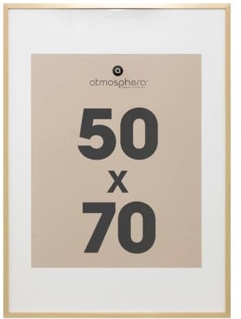 Atmosphera - Cadre Photo Manu Doré Mat 50x70 cm, Avec Passe-Partout 30x40 cm, À Poser ou Suspendre - Pour Décoration Murale, Salon, Bureau