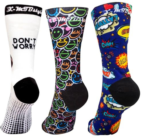 XMTBSTYLE 3er-Pack Sportsocken für Herren und Damen für Crossfit, Radfahren, MTB, Laufen, Fitnessstudio (GORILLA COLORIDO COMIC, L (42-45))