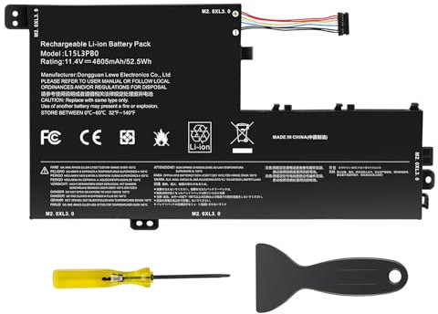 ASUNCELL 11,4 V/52,5 Wh L15L3PB0 Batteria per computer portatile Lenovo Flex 5 1470 1570 IdeaPad 320S-14IKB 320S-15ABR 320S-15AST 320S-15IKB 320S-15ISK 520S-14IKB Series IdeaPad Yoga 520-14IKB
