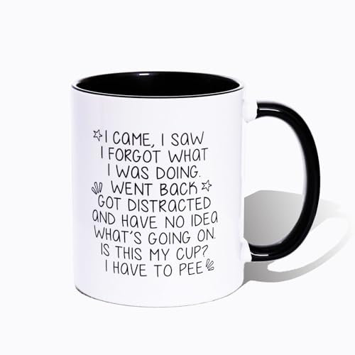 I Came I Saw I Forgot Ceramic Coffee Mug - 11 oz/300 ml Funny Large Tea Cup,Birthday Christmas Novelty Unique Gift for Son Dad Brother Uncle Colleague Friend (Black)