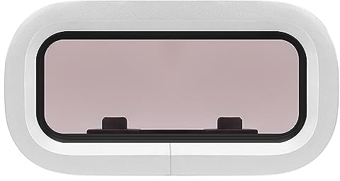 Deck Porthole Window, Boat Porthole Window, Aluminum Alloy Frame, Acrylic Glass, Seal, 0180 Degree Opening, 347x171mm, for Boat, Yacht, RV with Nautical