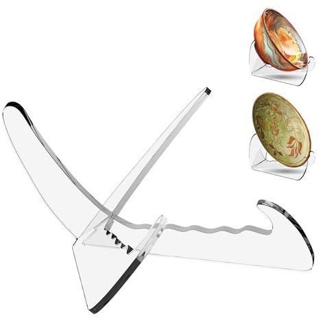 Boloyo X Shape Acrylic Bowl Display Stand, 6.5 Inch 1PC Clear Acrylic Bowl Plate Platter Dish China Porcelain Display Holder Easel Base for Home Kitchen School Art Display (4.5 Inch, 1PC)