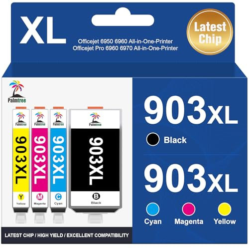 Palmtree 903XL Multipack Kompatibel für HP 903 XL HP 903 Druckerpatronen für HP Officejet 6950 Druckerpatronen für HP Officejet Pro 6970 Patronen 6960 All-In-One-Drucker (4er-Pack)