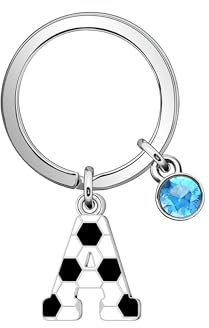Casxyue Porte-clés avec lettres initiales de football pour femmes, filles, hommes, garçons, avec style de football, porte-clés avec lettre de football, cadeaux de fête, a, 2.3cm