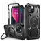Lanhiem für iPhone 14 Plus Hülle mit 2 Stück Schutzfolie, 360° Ring Ständer Schutzhülle, Militärischer Stoßfest Handyhülle für iPhone 14 Plus Case, Schwarz