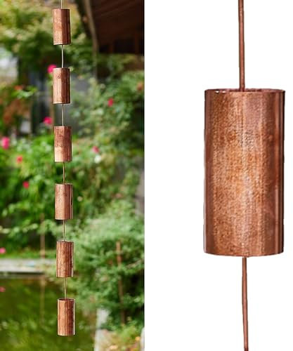 WDCDYQDH Regenkette, dekorative Regenfänger, bewegliche Regenrinnenketten aus Kupfer, Regenglocken für draußen, Regenwassersammler, 6 Becher/m, Einheitsgröße, Schwarz (Kupfer, Einheitsgröße)