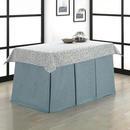 Rufino Díaz Falda Camilla Rectangular Bali Jacquard + Tapete (Turquesa - 70x120cm) - Tejido Resistente y Agradable al Tacto Decorar y Proteger tu Mesa