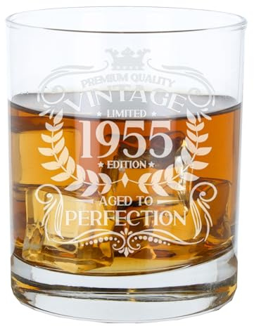 Always Looking Good Whiskeyglas zum 70. Geburtstag für Männer, Vintage 1955, Aged to Perfection graviert, Geschenk für 70 Jahre alt, geätztes Whiskyglas, Bourbon, Scotch, Lowball-Gläser