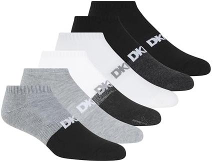 DKNY Herren Men's 6 Pack Sport Cushion Low Cut Socken, Grau/Weiß/Schwarz, 43-47 EU