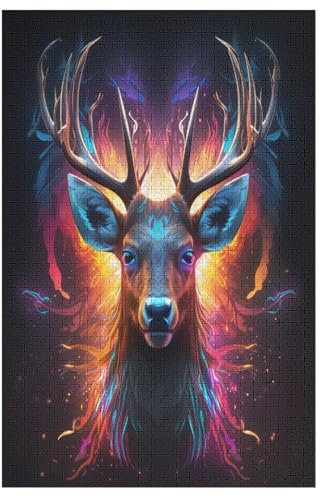 Puzzle Für Erwachsene, 1000 Teile, Hirsch, Holzpuzzle, Holzpuzzle, Geburtstagsgeschenke, Puzzle, Wanddekoration 78×53cm