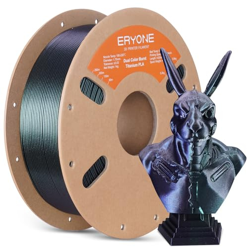 ERYONE Glitter PLA Filament for 3D Printer, 3D Printing PLA Filament 1.75mm +/- 0.03mm, 1kg (2.2LBS)/Spool, Dual Color Burnt Titanium Green & Purple Blue