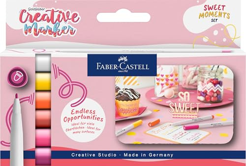 FABER-CASTELL - Goldfaber Creative Marker Set Sweet Moments, 6 Farben | Wasserfeste Kreativmarker mit 1,5 mm Spitze für Handlettering und Illustrationen