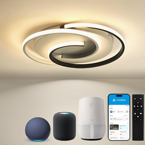 BAYHT Deckenleuchte mit Fernbedienung, Dimmbar Deckenlampe Schlafzimmer with Matter Kompatibel Mit HomeKit, Alexa, Google & IFTTT, 32W 3840LM Modern LED Deckenleuchte Für Schlafzimmer Wohnzimmer Ø40cm