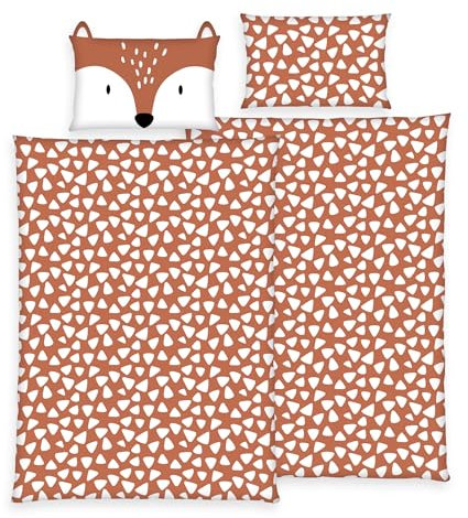 Familando Baby Bettwäsche aus 100% Baumwolle Oeko-Tex mit Reißverschluss · Deckenbezug 100x135 Kissenbezug 40x60 cm · Kinderbettwäsche in verschiedenen Tier Motiven (Fuchs)