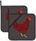 Lot de 2 maniques avec poche (poulet rouge) - Résistantes à la chaleur - Pour la cuisine, la cuisson, le grill, le micro-ondes