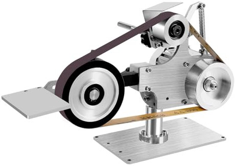 Bandschleifer - 550W Kombischleifer mit Bürstenlosem Motor - Band- & Tellerschleifer 5000 U/min, 30m/s für Metall/Schmuck, Stufenlose Drehzahl & LED-Anzeige (220V, Kompakt)