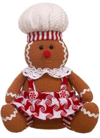 Flaroey Christmas Decorations, Cartoon Sitting Gingerbread Figurines, Desktop Decoration Props Girl