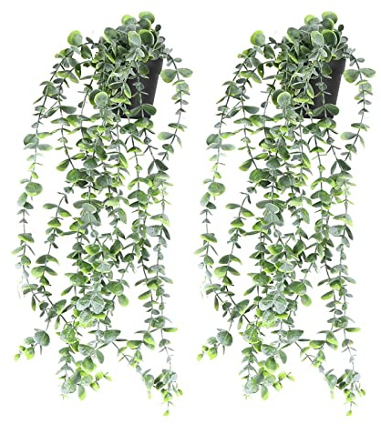 Tuesoa Artificial Potted Plants Fake Vine Hanging Leaves Home Kitchen Garden Office Wedding Wall Decoration 2 Pack