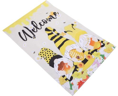 IWOWHERO Sommer Gartendekoration Flagge mit Bienen Zwerg Motiv Langlebige Polyester Willkommen Fahne Doppelseitig Bedruckt Wetterfest für Außenbereich Terrasse und Garten Festliche