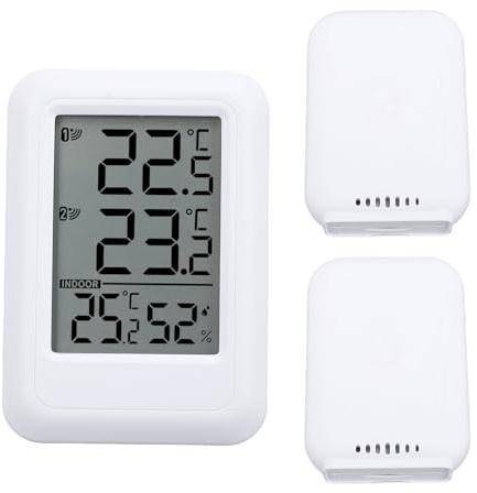 lvifloae Digitales Hygrometer, Thermometer, Innen- und Außentemperatur-Feuchtigkeitsmesser, 328,1 Fuß Übertragungsreichweite mit Empfängersendern