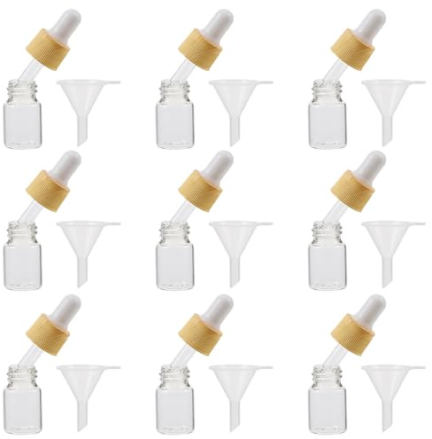 GALPADA Lot de 20 Flacons Distributeurs 5ml en Matériau Synthétique Pipette et Entonnoir, Bouteilles Rechargeables pour Huiles Essentielles, Voyage