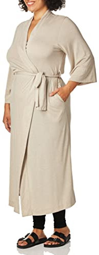 Natori Shangri La Long Robe with Kimono Sleeves, Bathrobe for Women, Cashmere, Medium