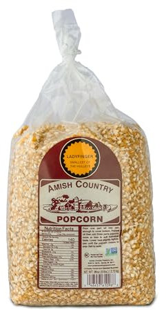 Amish Country Popcorn | 6 lb / 2.72 kg Bag | Popcorn Kernels | Small and Tender | Old Fashioned, Non-GMO and Gluten Free (6 Pound (Pack of 1), Ladyfinger)